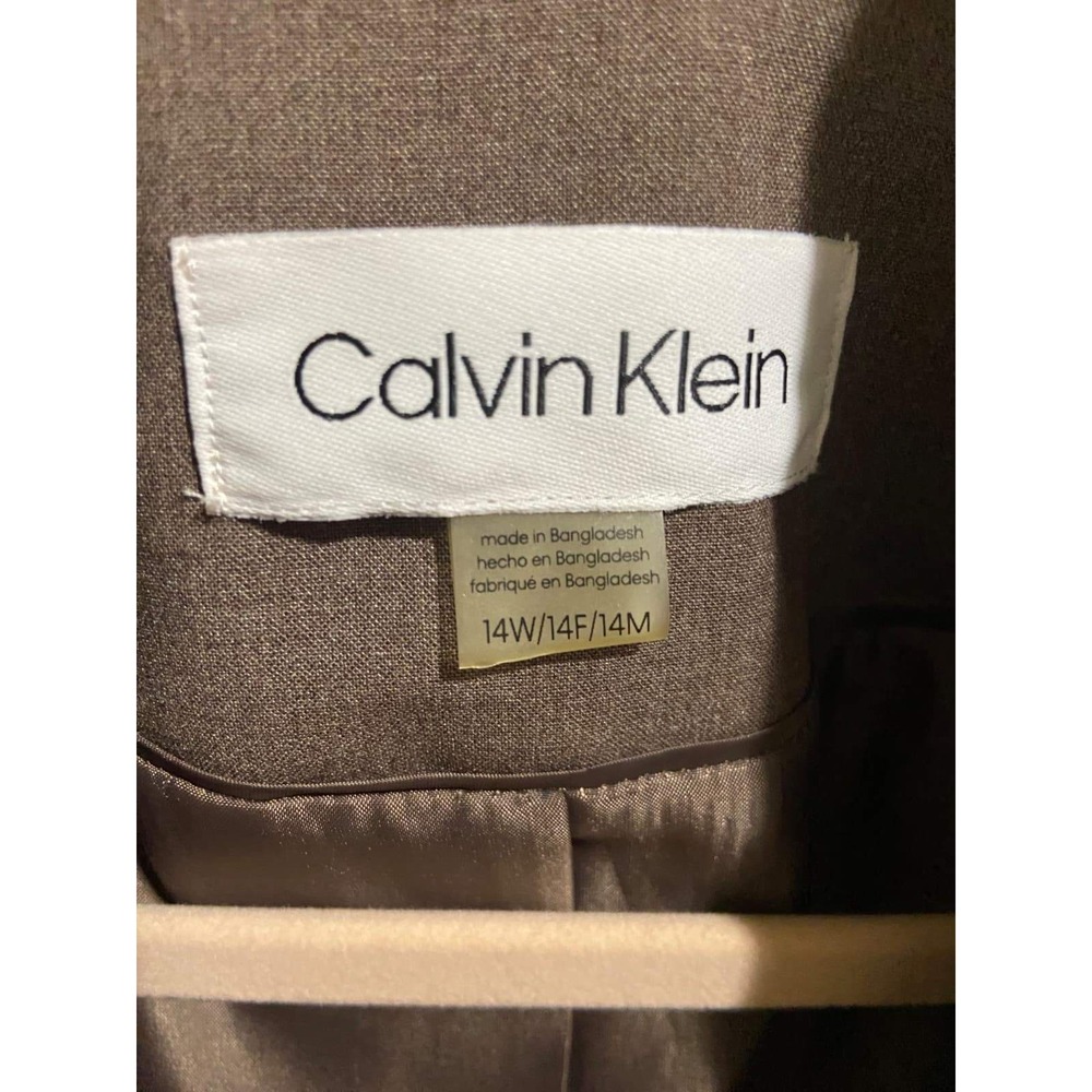 Calvin Klein Womens Brown‎ Single Button Tailored Blazer Jacket Size 14W - Picture 4 of 8